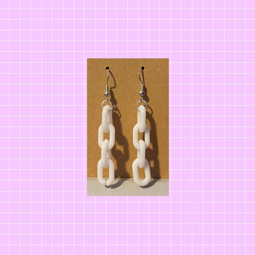 White chain earrings